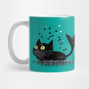 Black Cat Dreams of Being a Mermaid Mug